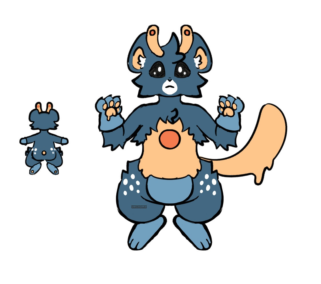 A blue and orange creature