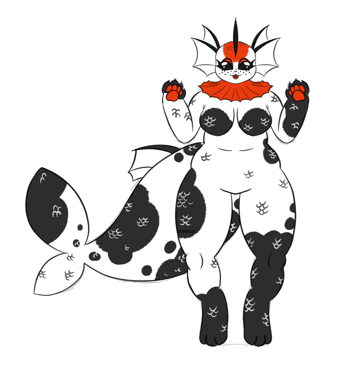 an anthro vaporeon with koi patterns