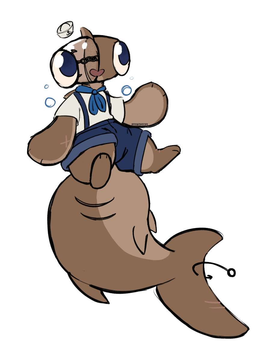 a drawing of an anthro shark with a pill head.