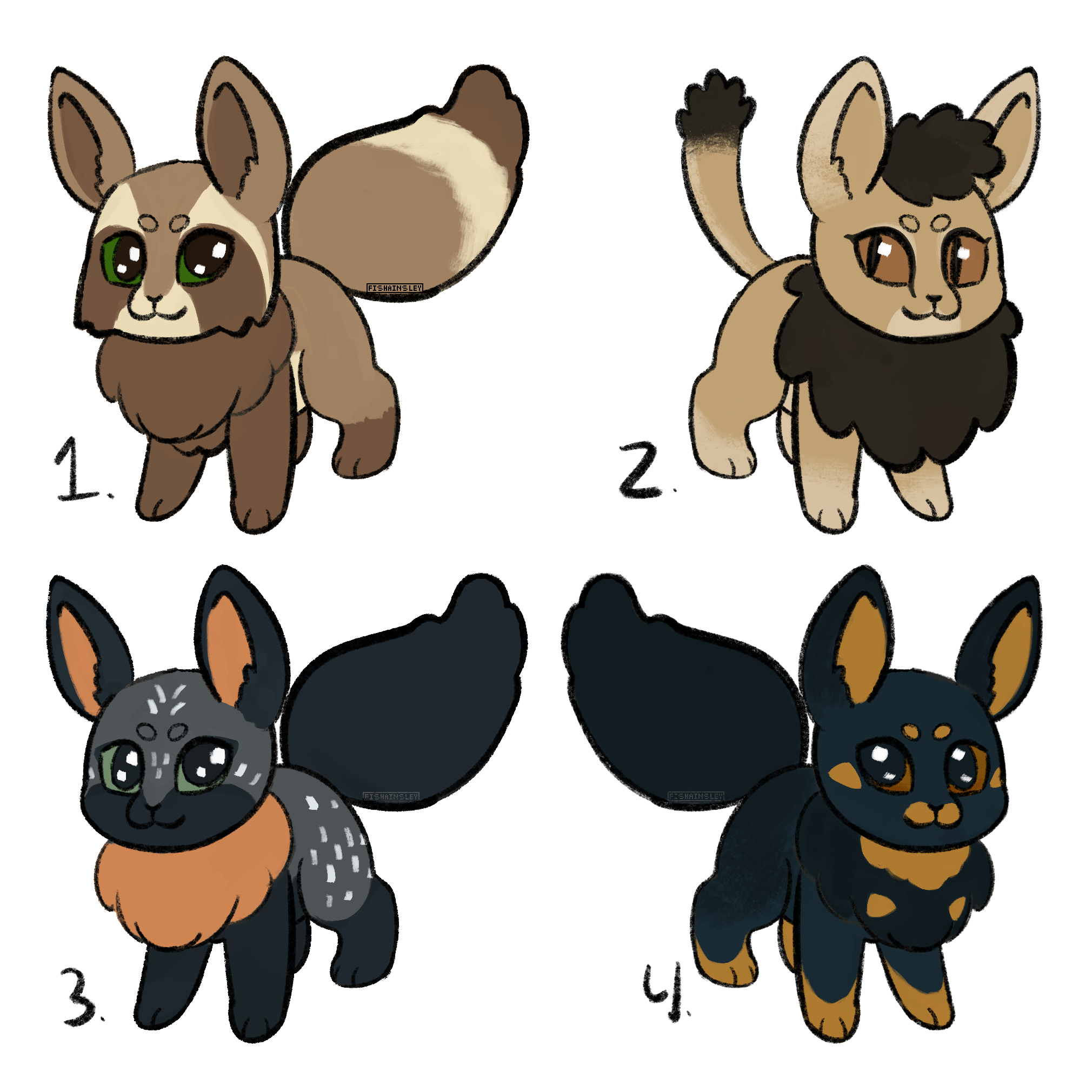 four eevee adoptables