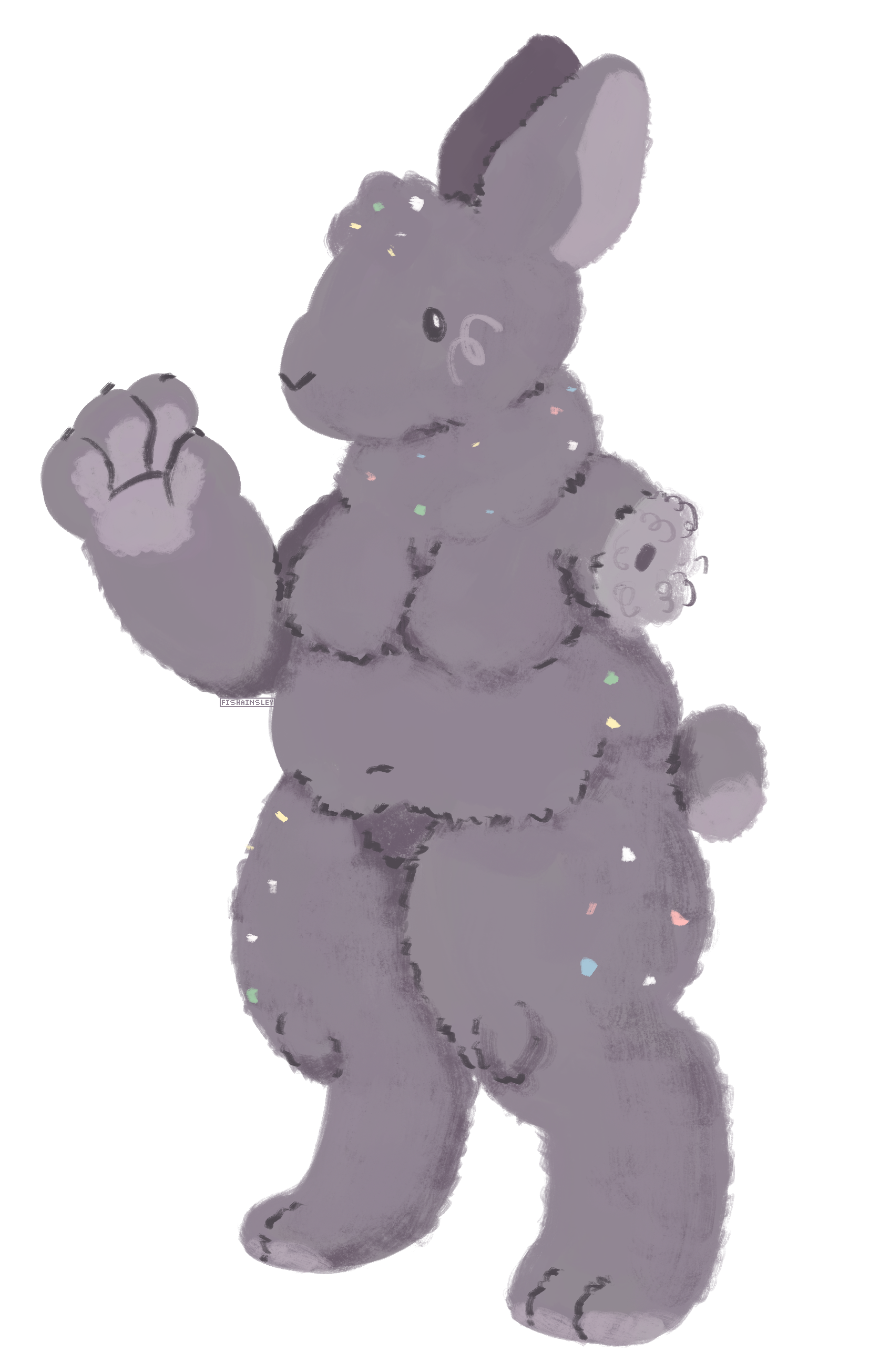 A drawing of an anthro dust bunny.